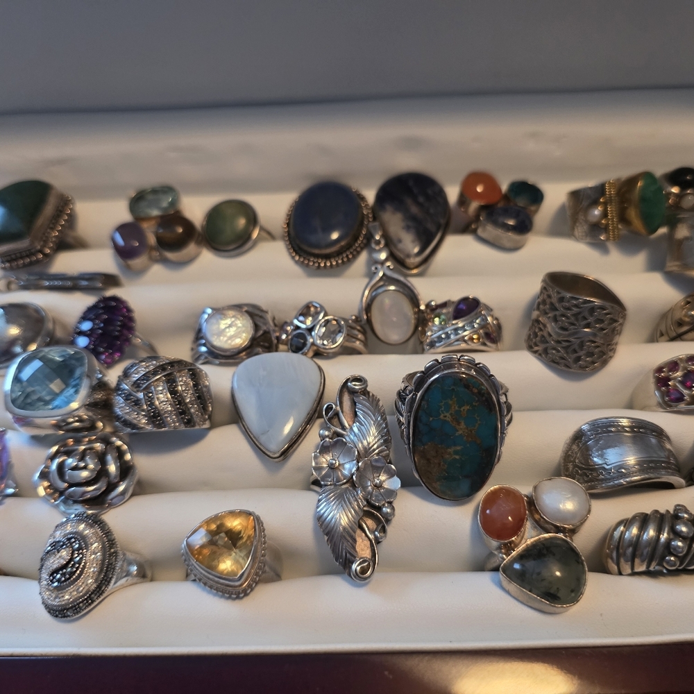 Turquoise and Silver Rings - Picture 2 of 2